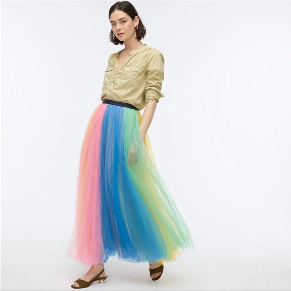 J. Crew Tulle Rainbow Skirt